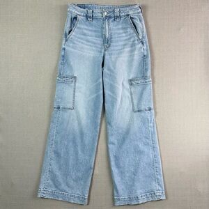 American Eagle Super High Rise Baggy Wide Leg Jeans 8 Reg